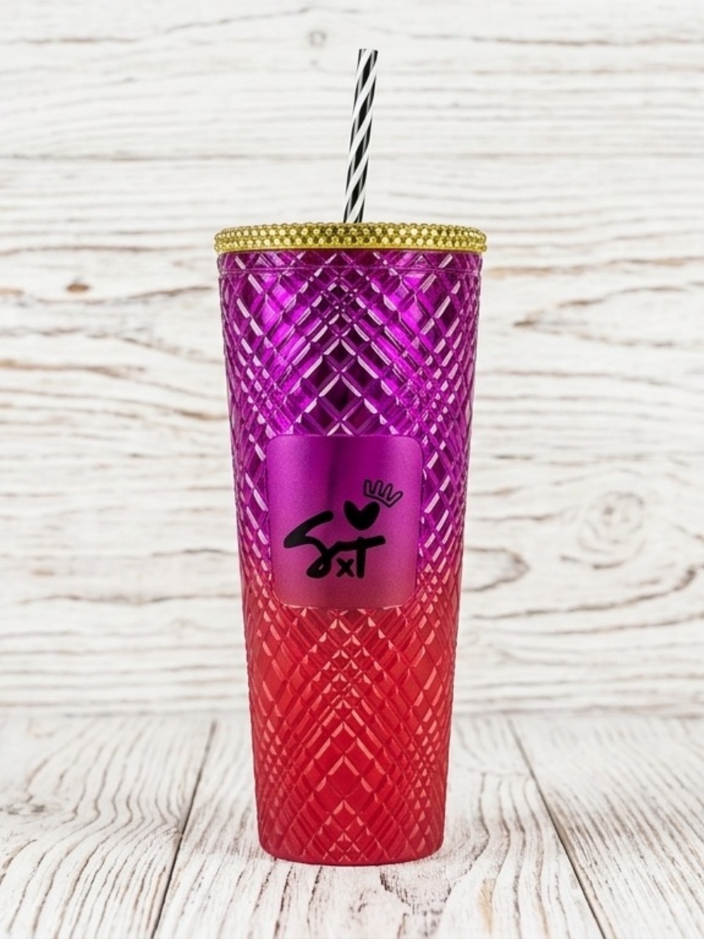 NWT Starbucks 2024 She x This Shae Anthony Venti Jeweled Tumbler Purple Red